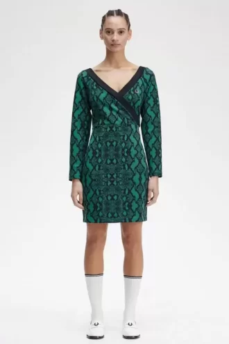 Schulterfreies Damenkleid mit Schlangenmuster