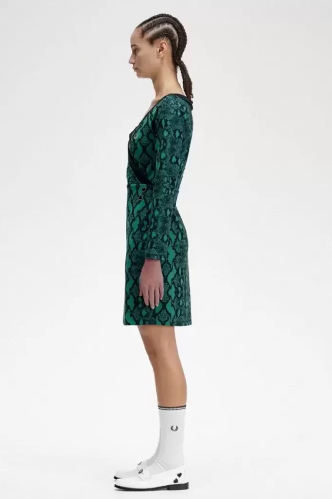 Schulterfreies Damenkleid mit Schlangenmuster
