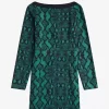 Schulterfreies Damenkleid mit Schlangenmuster