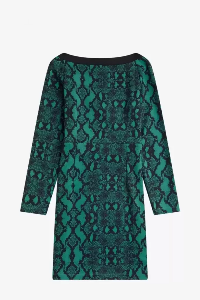 Schulterfreies Damenkleid mit Schlangenmuster