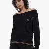 Schulterfreies Strick-T-Shirt für Damen