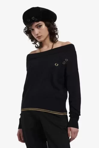 Schulterfreies Strick-T-Shirt für Damen