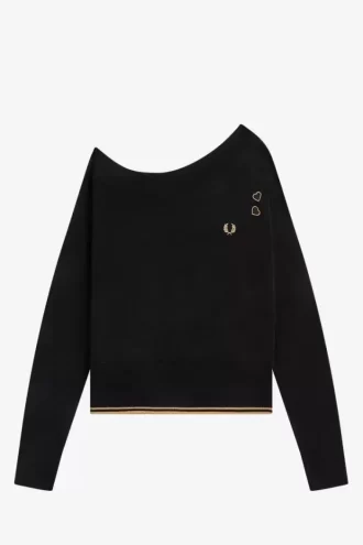 Schulterfreies Strick-T-Shirt für Damen