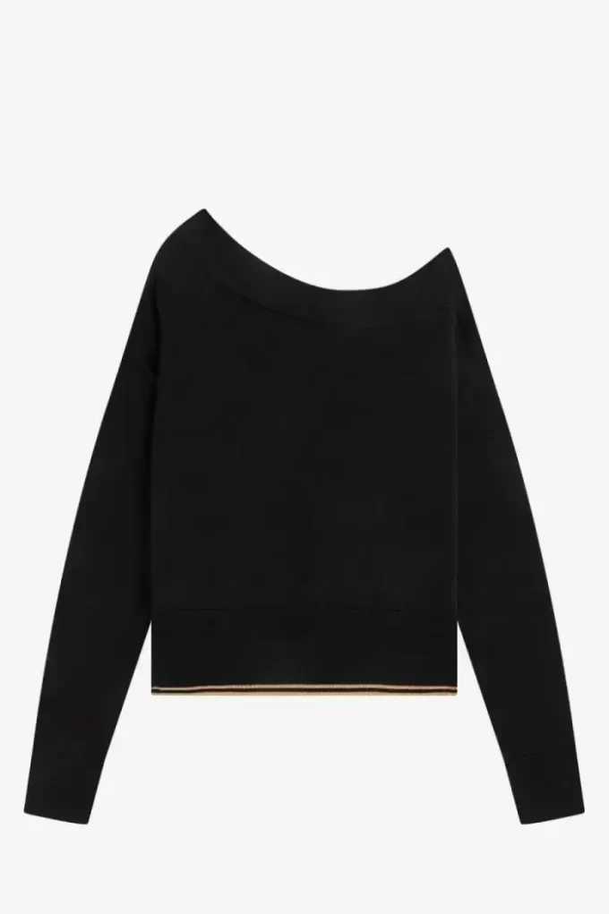 Schulterfreies Strick-T-Shirt für Damen
