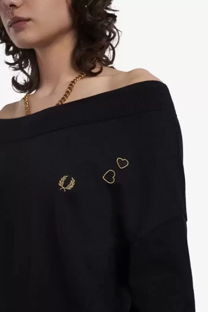 Schulterfreies Strick-T-Shirt für Damen