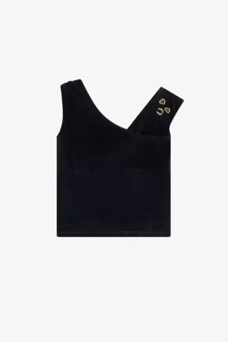 Schulterfreies Velours-T-Shirt für Damen