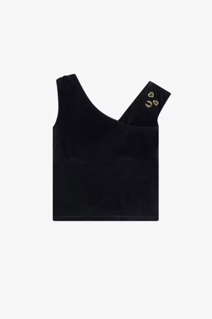 Schulterfreies Velours-T-Shirt für Damen