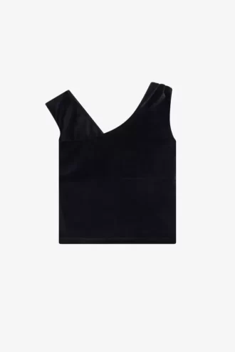 Schulterfreies Velours-T-Shirt für Damen