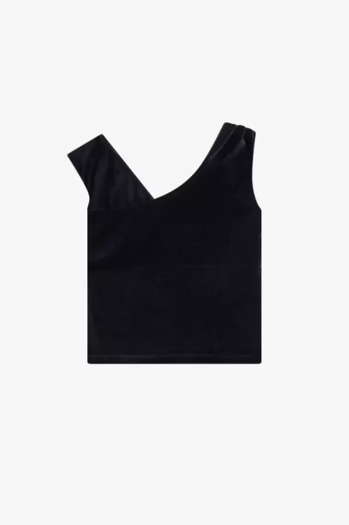 Schulterfreies Velours-T-Shirt für Damen