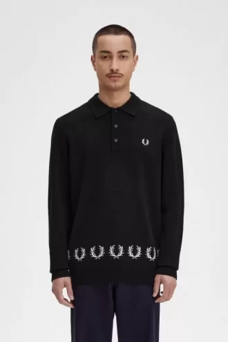 Strickhemd für Herren mit Lorbeerkranzbesatz