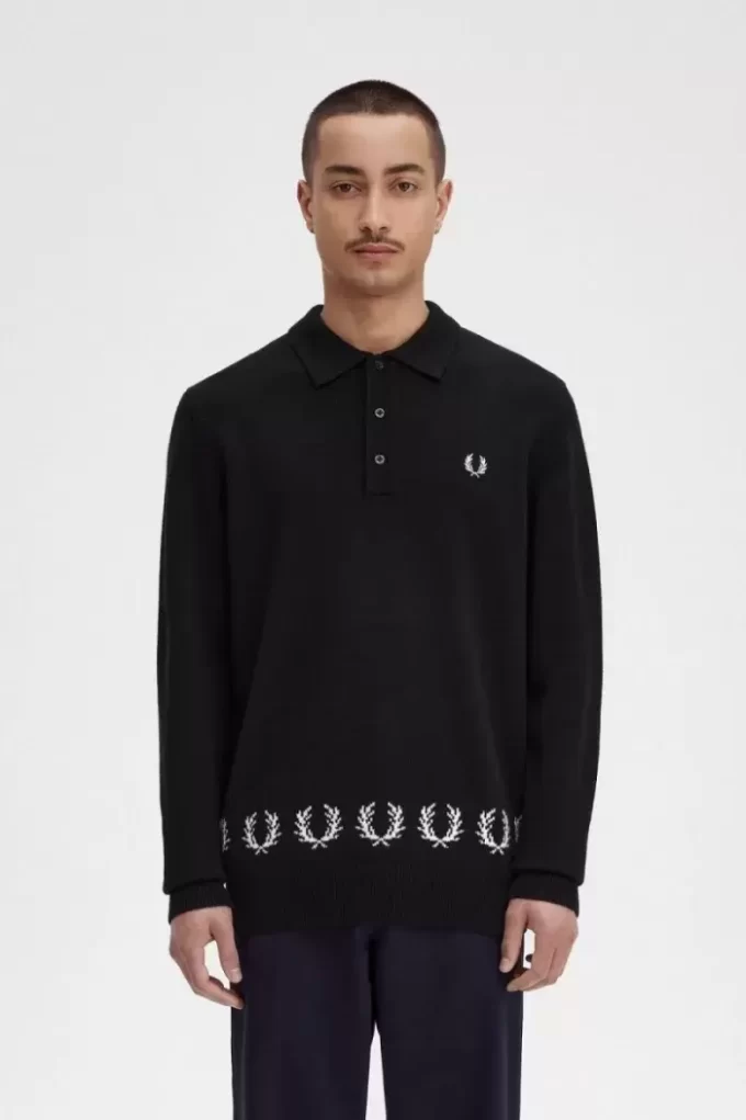 Strickhemd für Herren mit Lorbeerkranzbesatz