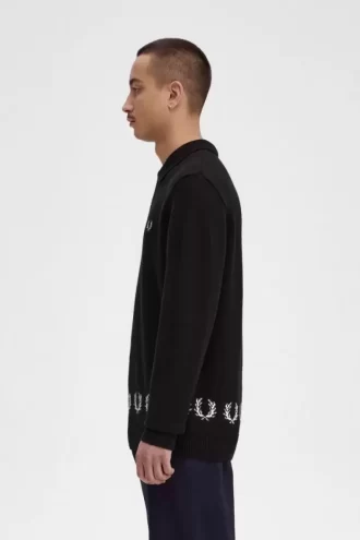 Strickhemd für Herren mit Lorbeerkranzbesatz