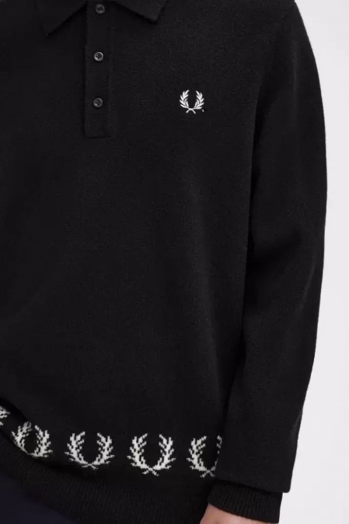 Strickhemd für Herren mit Lorbeerkranzbesatz