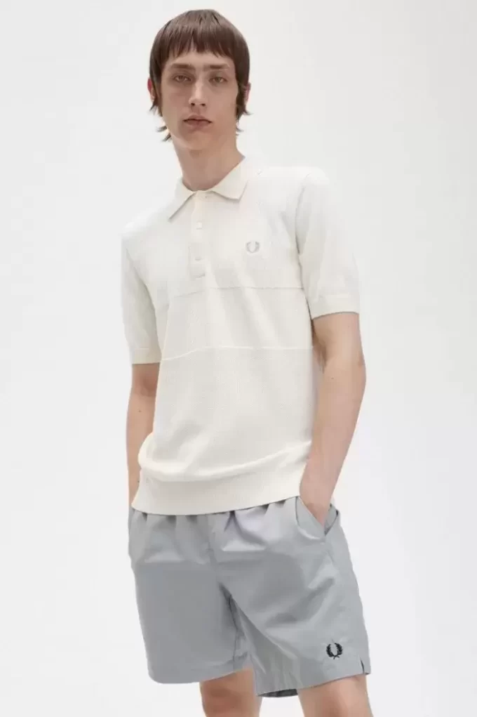 Strickhemd für Herren mit Ton-in-Ton-Panel
