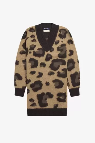 Strickkleid für Damen mit Leopardenmuster