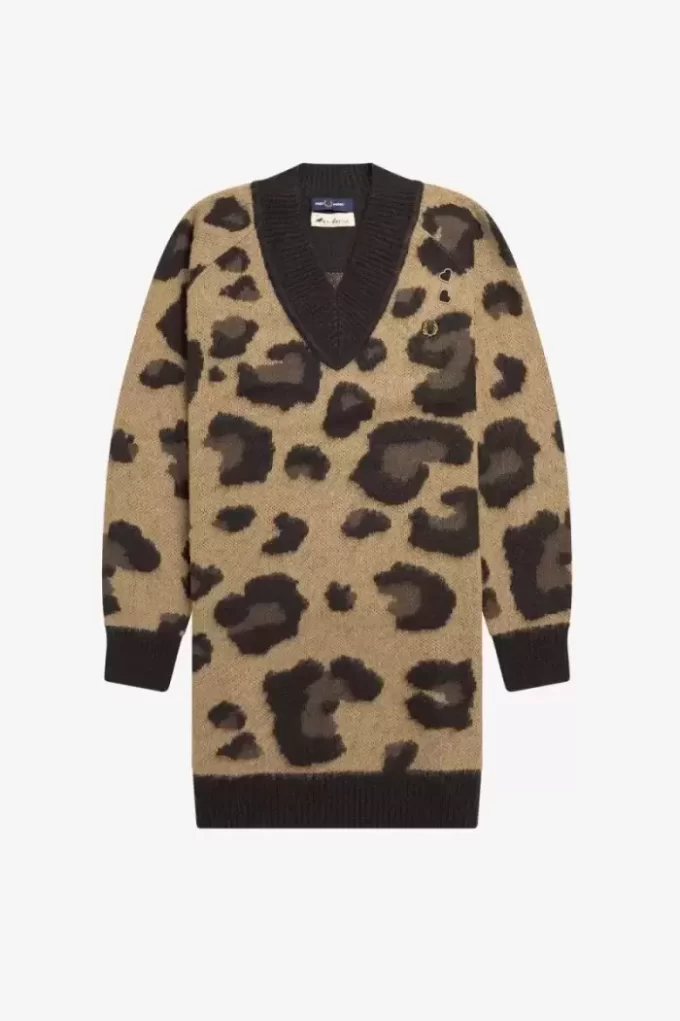 Strickkleid für Damen mit Leopardenmuster