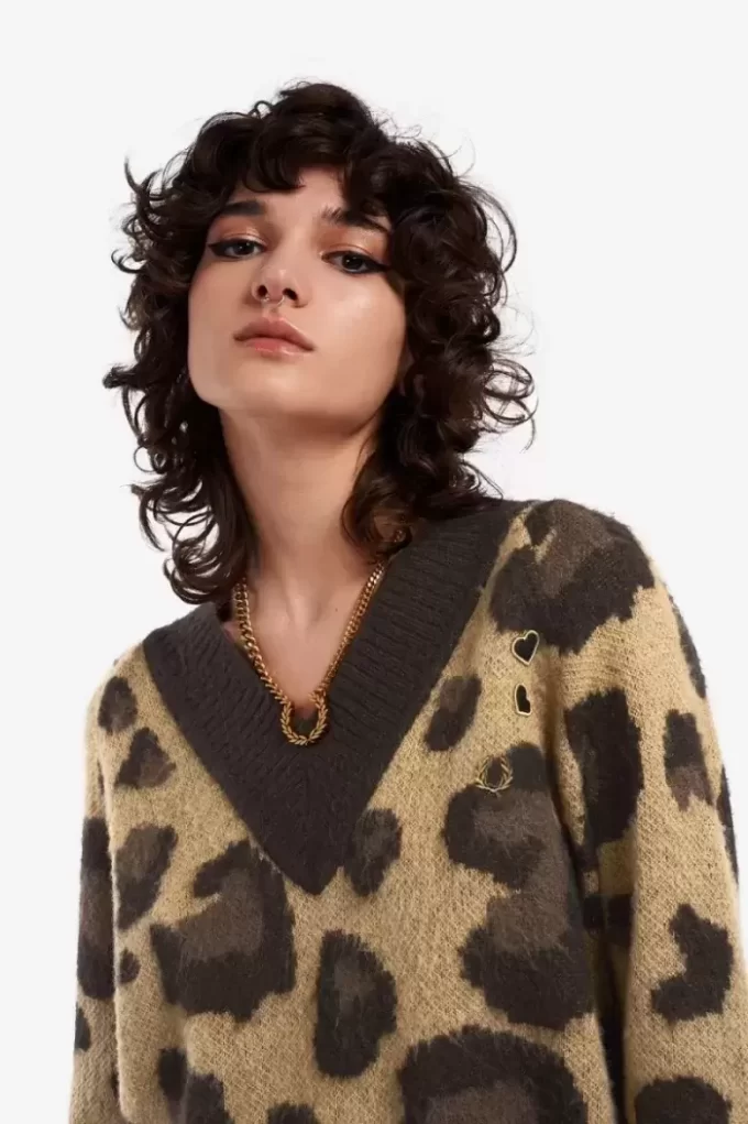 Strickkleid für Damen mit Leopardenmuster