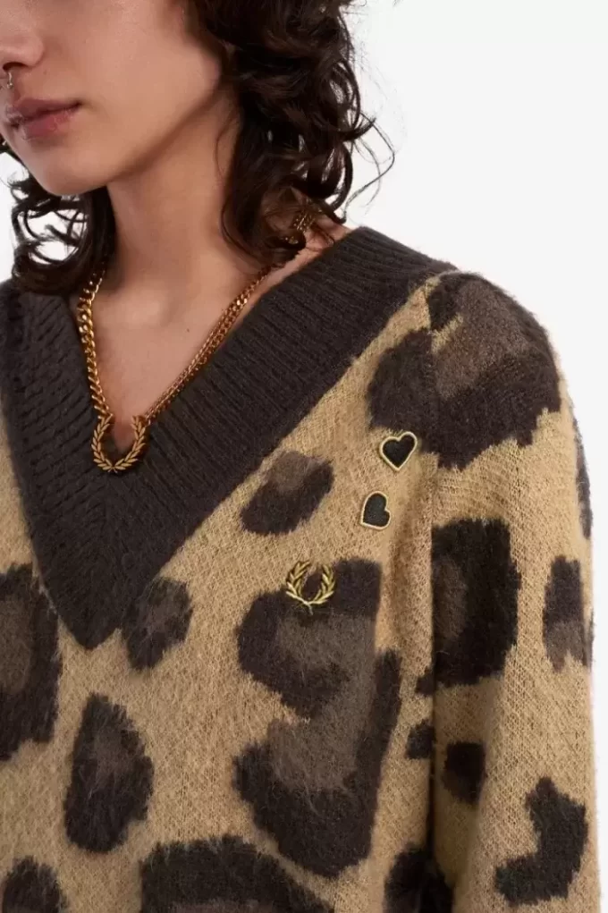 Strickkleid für Damen mit Leopardenmuster