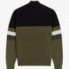 Strickpullover mit Farbblock und halbem Reißverschluss