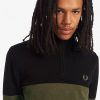 Strickpullover mit Farbblock und halbem Reißverschluss