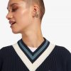 Strickpullover mit V-Ausschnitt und Streifen