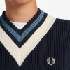Strickpullover mit V-Ausschnitt und Streifen