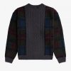 Strickpullover mit Zopfmuster und Tartan-Panel