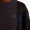 Strickpullover mit Zopfmuster und Tartan-Panel