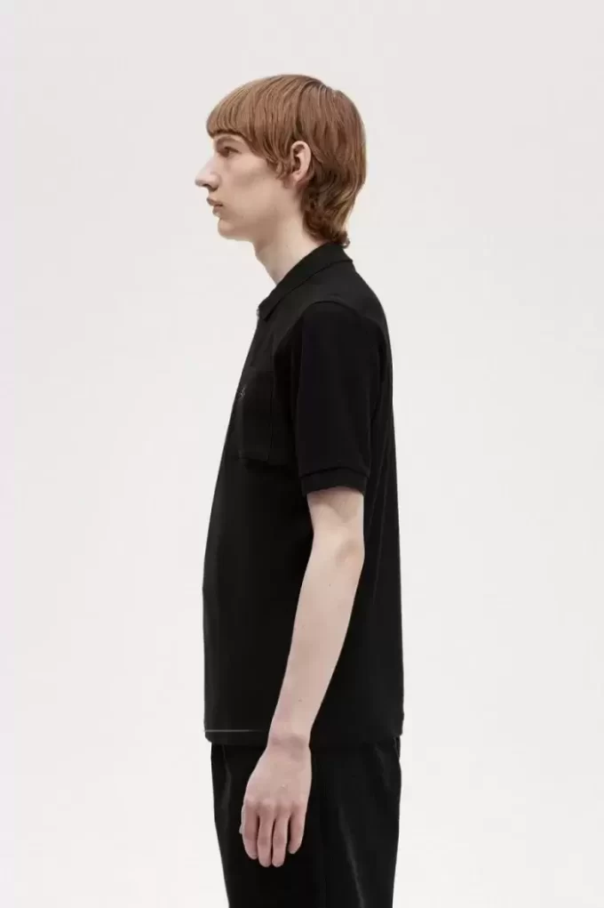 Strukturiertes Herren-Poloshirt mit Reißverschlusskragen