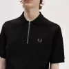 Strukturiertes Herren-Poloshirt mit Reißverschlusskragen