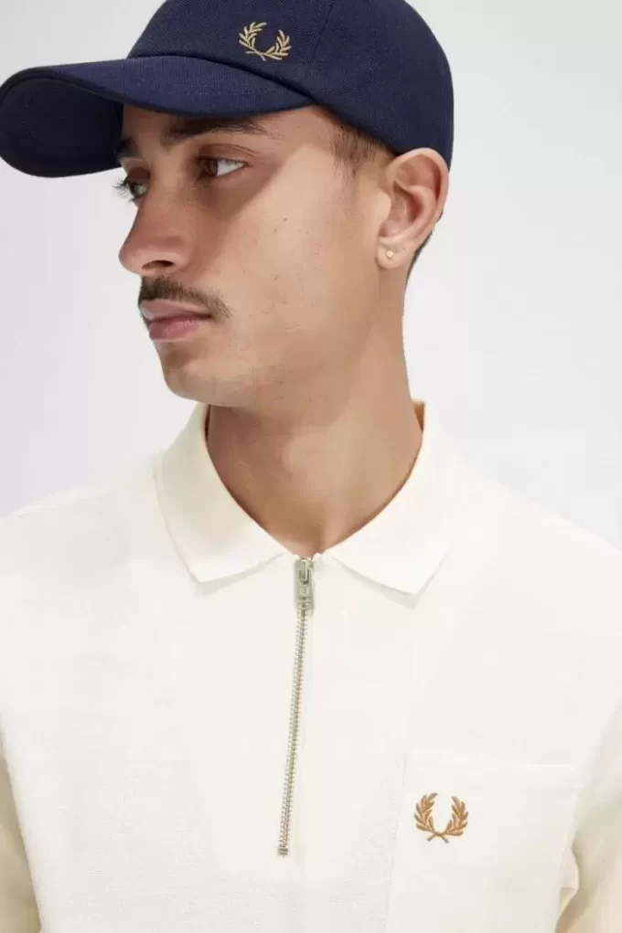 Strukturiertes Herren-Poloshirt mit Reißverschlusskragen