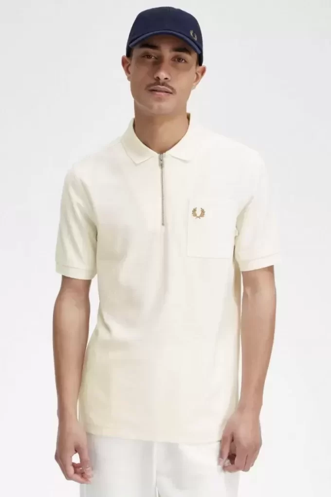 Strukturiertes Herren-Poloshirt mit Reißverschlusskragen