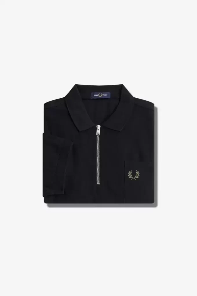 Strukturiertes Herren-Poloshirt mit Reißverschlusskragen