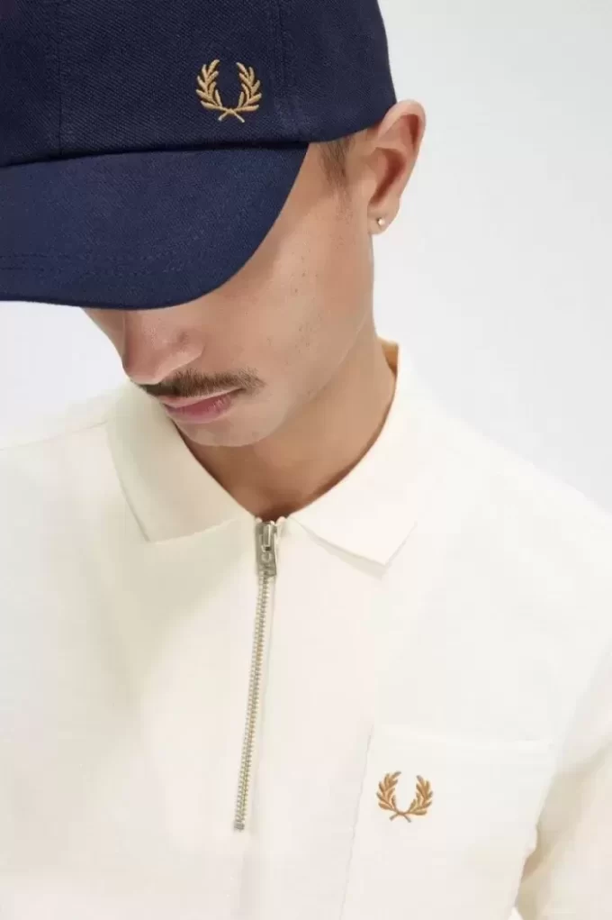 Strukturiertes Herren-Poloshirt mit Reißverschlusskragen