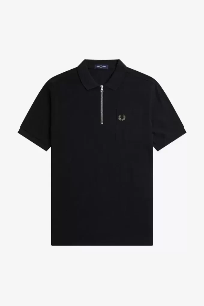 Strukturiertes Herren-Poloshirt mit Reißverschlusskragen