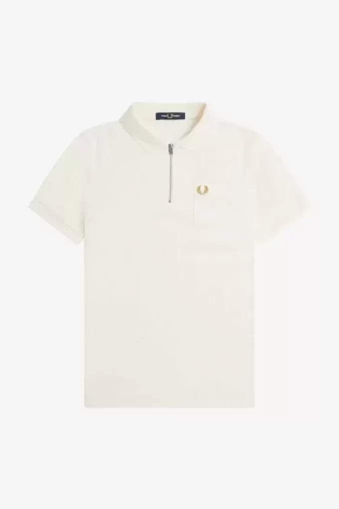 Strukturiertes Herren-Poloshirt mit Reißverschlusskragen