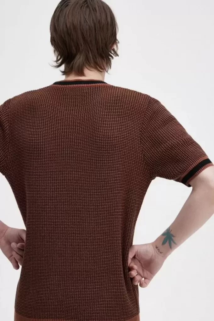 Strukturiertes Strick-T-Shirt für Herren