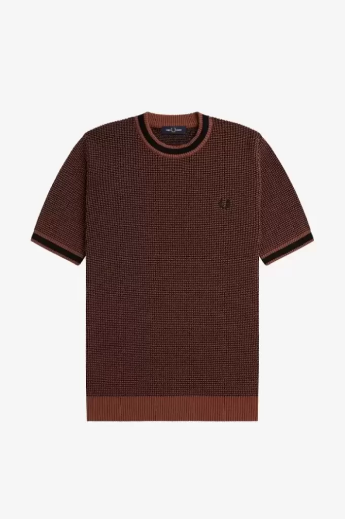 Strukturiertes Strick-T-Shirt für Herren