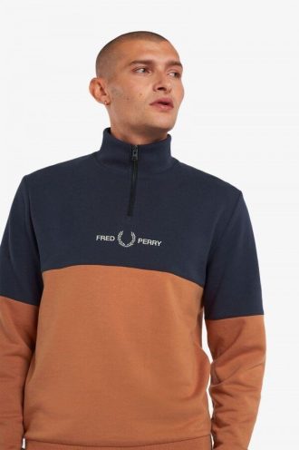 Sweatshirts mit Farbblock-Halbreißverschluss