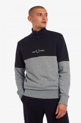 Sweatshirts mit Farbblock-Halbreißverschluss