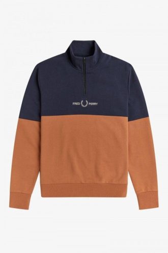 Sweatshirts mit Farbblock-Halbreißverschluss