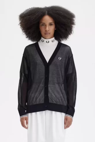 Transparenter Damen-Cardigan mit V-Ausschnitt