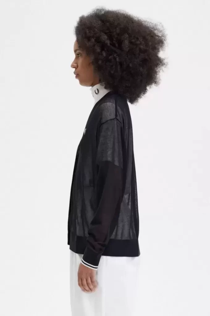 Transparenter Damen-Cardigan mit V-Ausschnitt