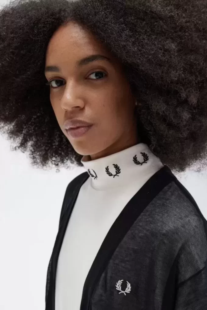 Transparenter Damen-Cardigan mit V-Ausschnitt