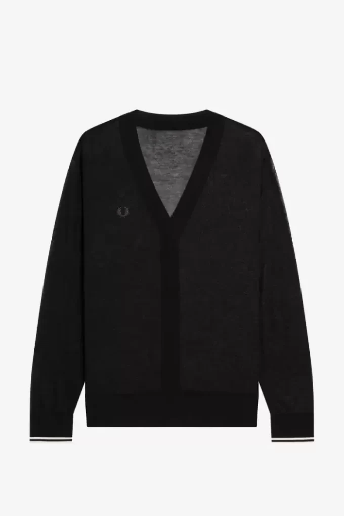 Transparenter Damen-Cardigan mit V-Ausschnitt