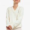 V-Ausschnitt Zopfmuster Pullover Strickwaren