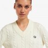 V-Ausschnitt Zopfmuster Pullover Strickwaren
