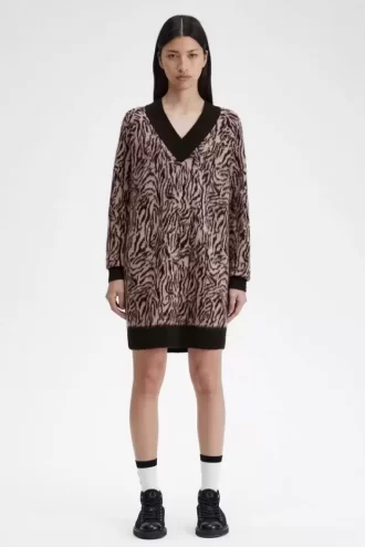Zebra-Strickkleid für Damen