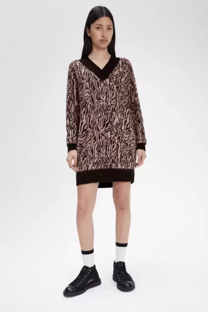 Zebra-Strickkleid für Damen