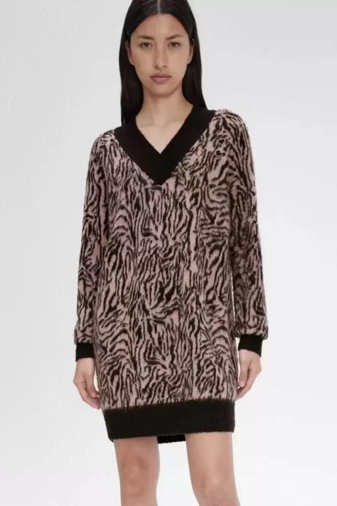Zebra-Strickkleid für Damen